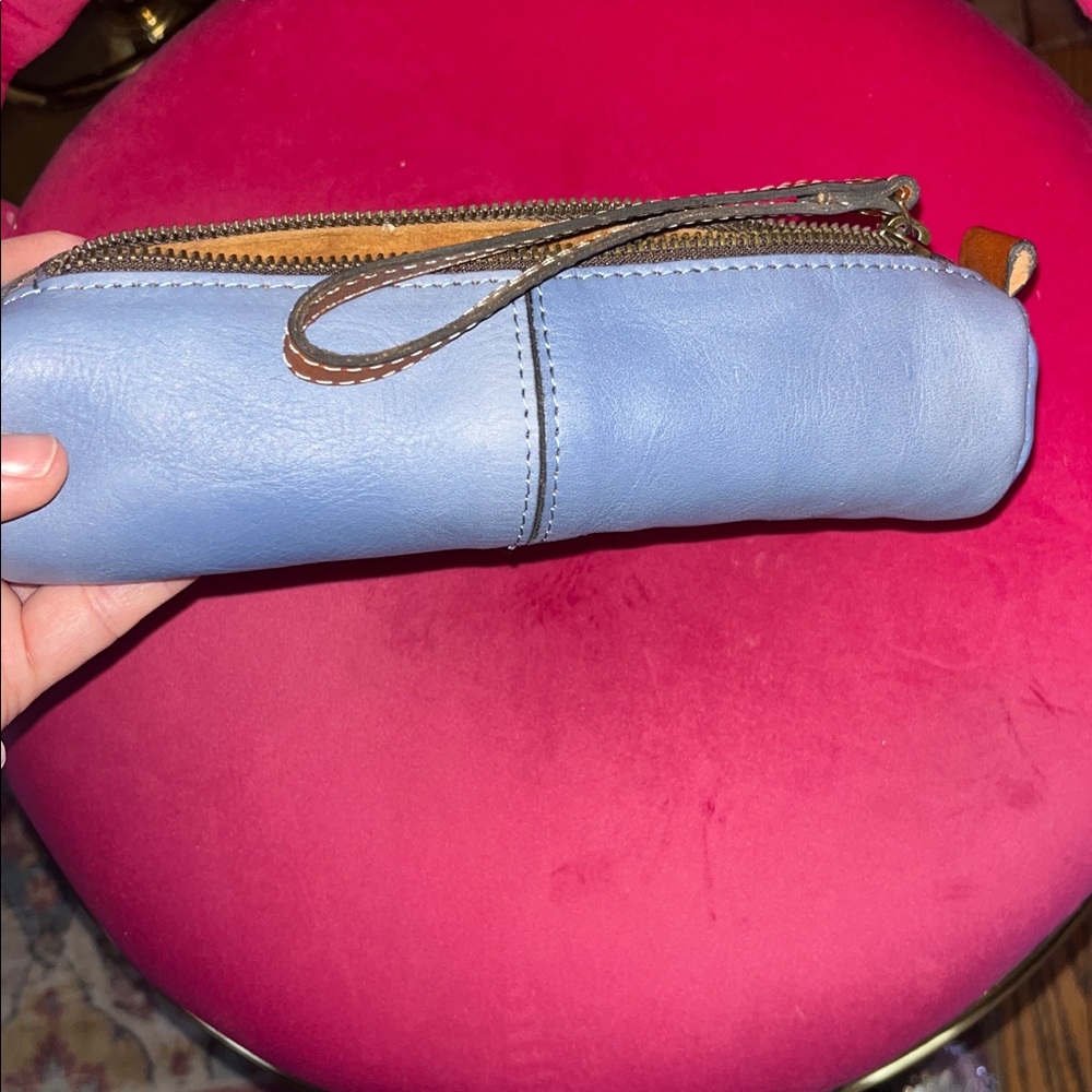 Patricia Nash Blue Leather Pen Pouch